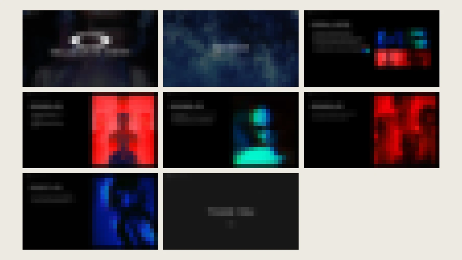 Overview of all feedback example slides, example imagery blurred