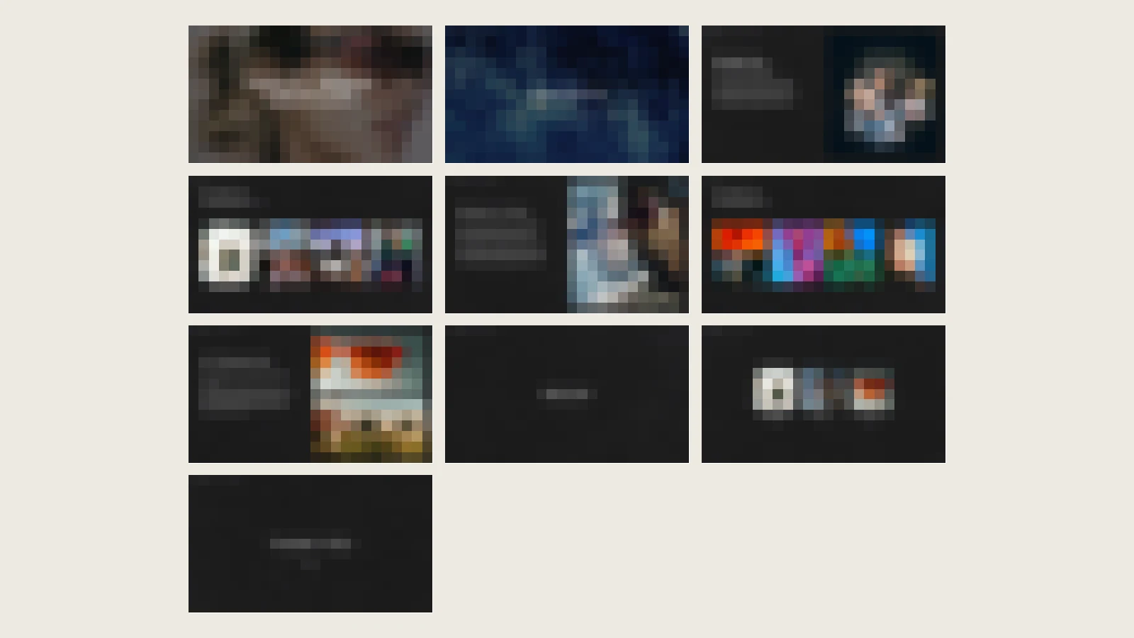 Overview of all quick example slides, example imagery blurred