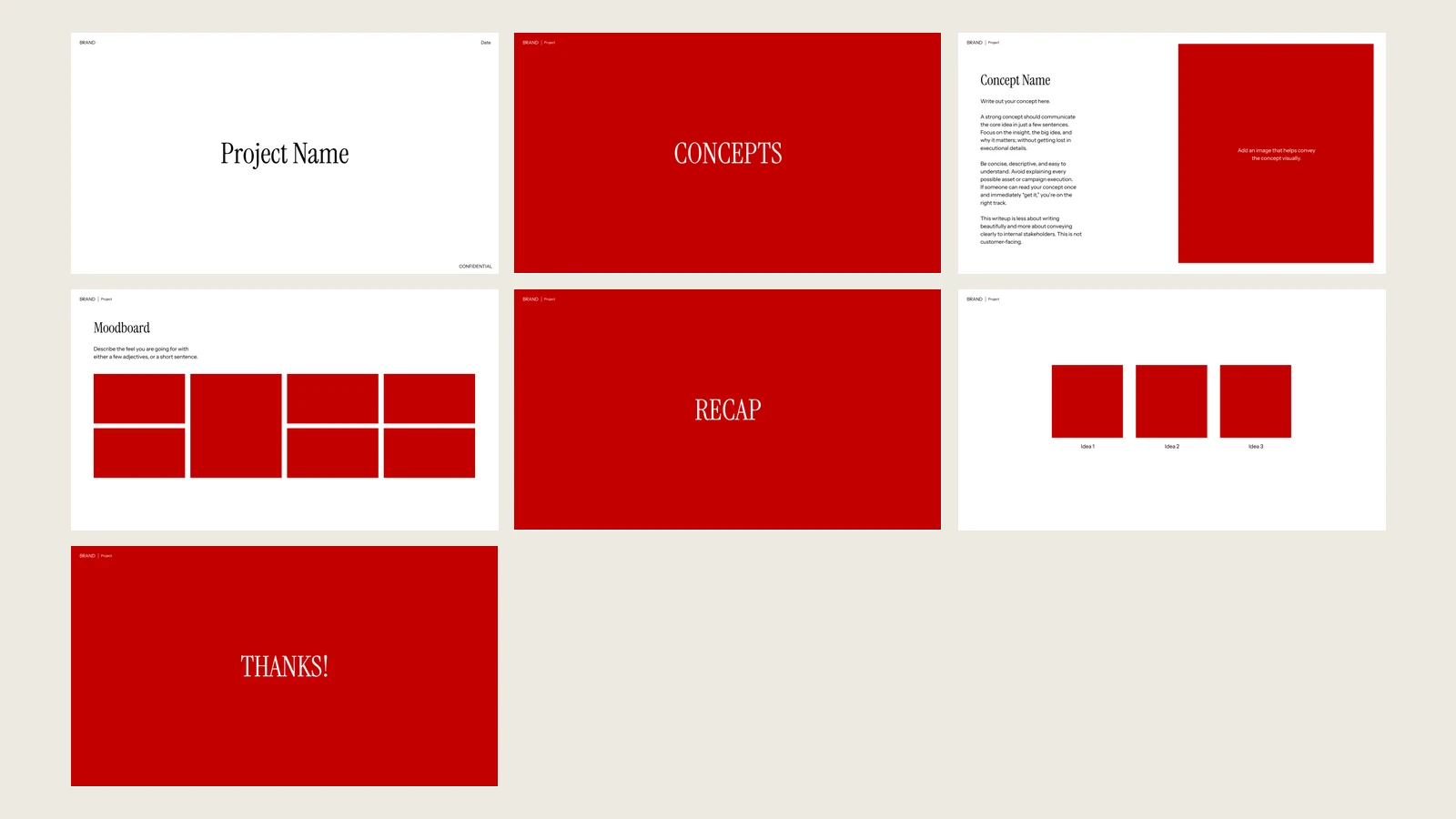 Overview of all quick template slides