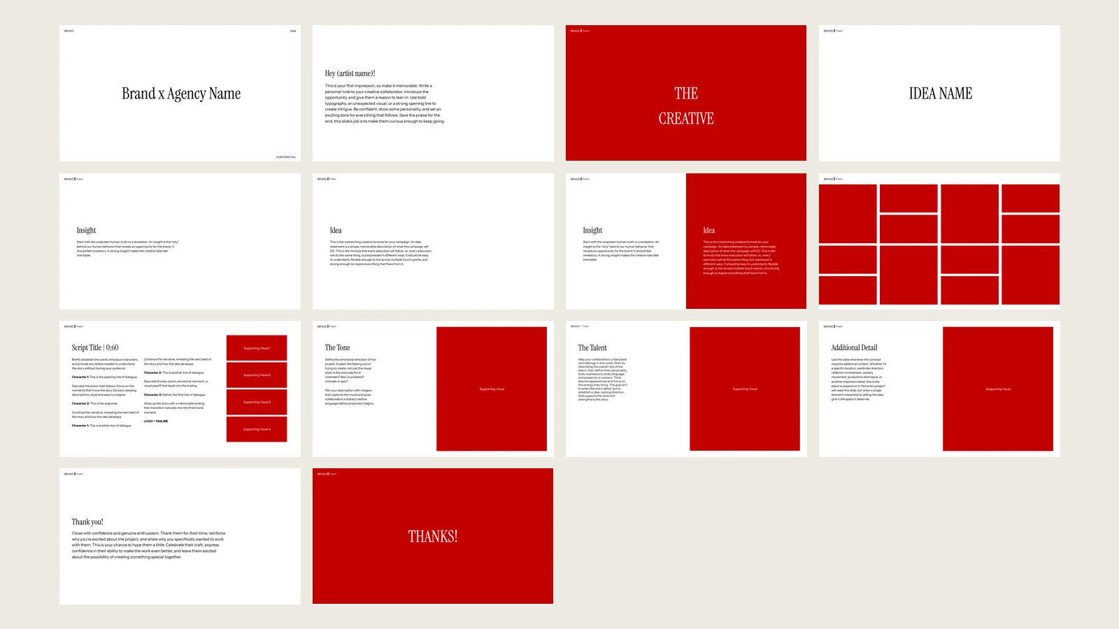 Overview of all vendor template slides